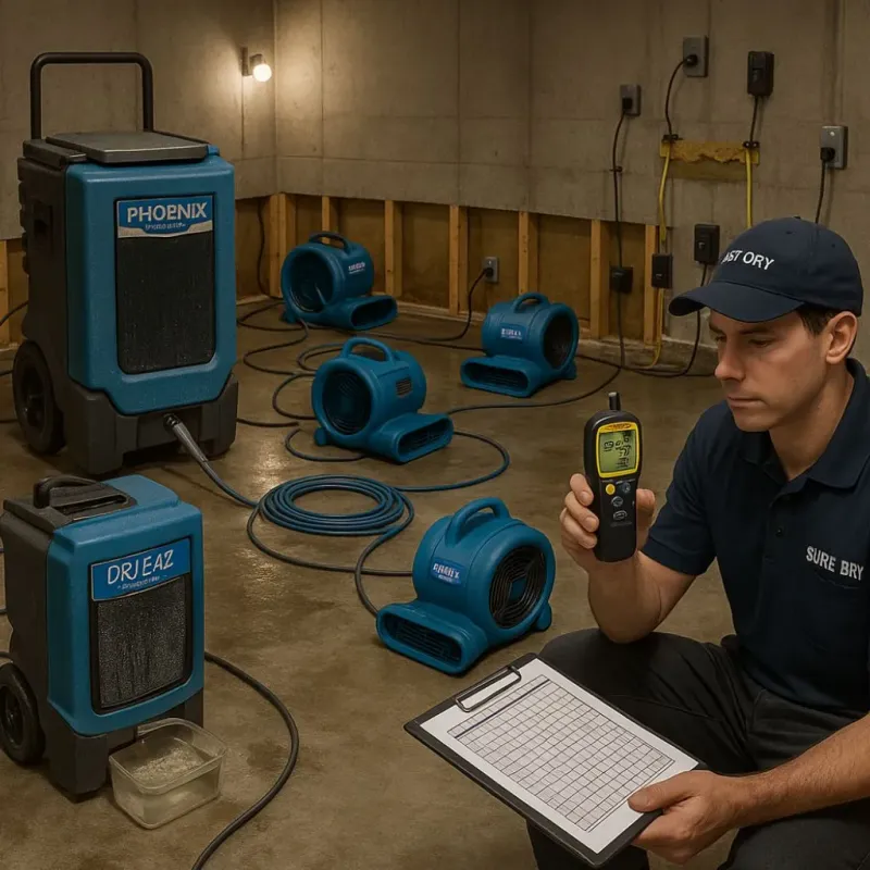Structural Drying and Dehumidification process in Mustang, OK